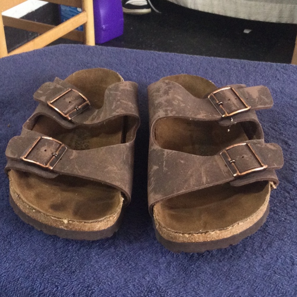 Kids Brown Double-Buckle Sandals